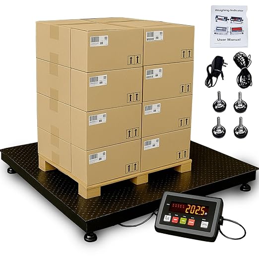 Industrial Floor Scale, 48"×72" 10000lbx1lb, Heavy-Duty Warehouse Scale with Smart Digital Indicator, Accurate Pallet Weighing Scale for Commercial Warehouse & Postal Luggage, (4'×6')