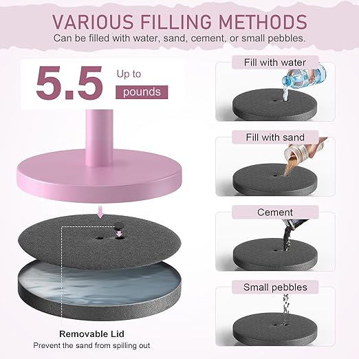 kaiyomi 8Pcs Stanchions Posts Velvet Ropes with Pink Carpet and Sign Frame, Water or Sand-Fillable Base, Suitable for 8.5" x 11" A4 Paper Size Sign Frame for Pink Carpet Party Decoration (Pink)