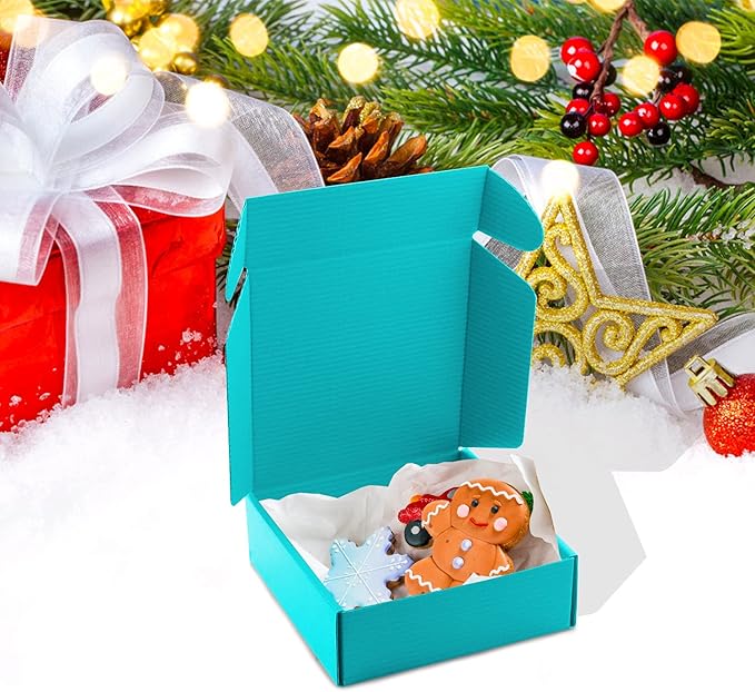 Cardboard Boxes Shipping Boxes,15 Pack Recyclable Corrugated Cardboard Box Small Mailing Storage Gift Boxes for Shipping, Mailing, Gifts Packaging, 6x6x2" (Blue)