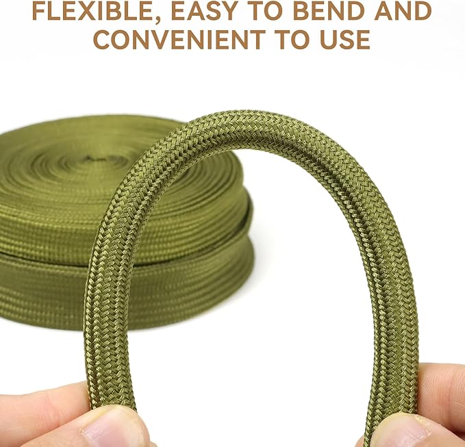 Polyamide Cable Sleeve, 10ft Flexible Expandable Braided Sleeving, Cable Management Sleeve for TV Computer Office Home Entertainment (Green, 5/8")