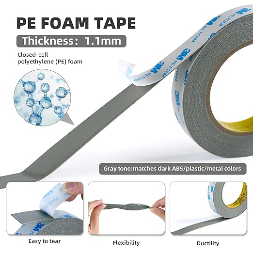 Double Sided Foam Tape 0.75in×20Ft (2 Pack) – Heavy Duty Mounting Tape Made of 3M PE Foam for LED Strips, Signs, Home Decor – Waterproof Adhesive for Plastic, Metal, Glass, Indoor & Outdoor Use