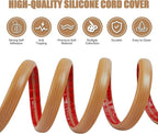Floor Cord Cover Self Adhesive Cord Hider,10FT Cable Management, Extension Strip Protector for Wires, Prevent Cable Trips for Offices, Gyms, Exhibitions Cavity:0.39"(W) x 0.27"(H) Brown Wood