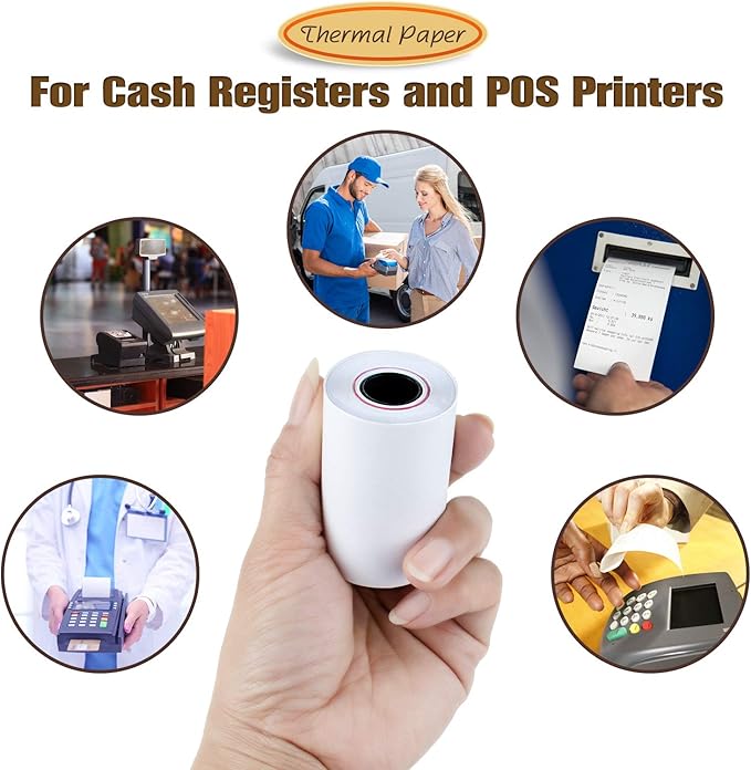 (200 Rolls) 2 1/4" x 50' Thermal Paper, POS Receipt Paper for Retail Business Cash Register, Fits All Credit Card Terminal