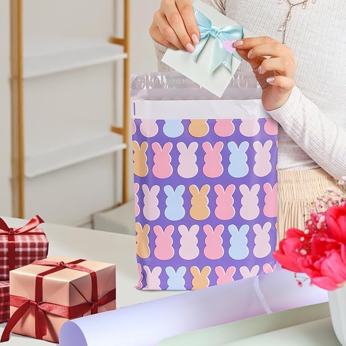 Metronic Poly Mailers 10x13 Inch 1200pc, Easter Rabbit Bags for Shipping, Self-Adhesive Shipping Envelopes for Small Business, Waterproof Mailers Poly Bags for Shipping, Packaging Mailing Bags Bunnies