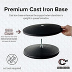 Crowd Control Warehouse CCW Set of 2 Dual Retractable Belt Barrier Stanchion, Cast Iron Base Black Post, IRBB-100D (11 Belt, Light Blue Belt)