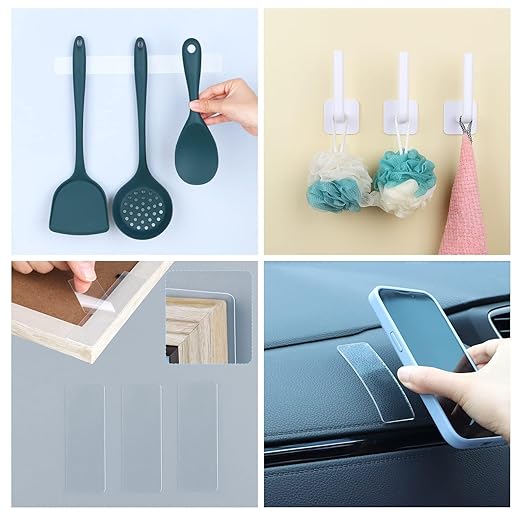 10PCS Double Sided Adhesive Pads for Mounting, Two Sided Pre-Cut Rectangle Tape, Double Sided Tape for Walls Hanging, 2 Sided Nano Wall Mount Heavy Duty Removable Clear, 3.62inch x 1.38inch