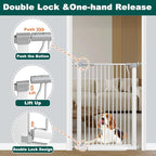 Fairy Baby 40.5" Extra Tall Pet Gate for Doorway, 60.3"-65.7" Extra Wide Dog Gate for Stairs, Metal Auto Close Safety Child Toddler Gate, Pressure Mounted Easy Walk Through Baby Gate with Door, White