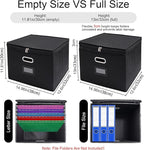 4 Pack Large File Organizer Boxes with Lids, Document Organizer Box with Mesh Pockets & Zippers for Letter/Legal Size Folders, Collapsible File Storage Box (Black, Without Folders)