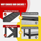 Heavy Duty Garage Shelving Units,6000LBS Deep Storage Shelves,Adjustable Metal Shelves,Large Steel Storage Racks,Industrial Shelving for Shop,Warehouse,Basement (Black, 24" D*52" W*48" H, 3 tier)