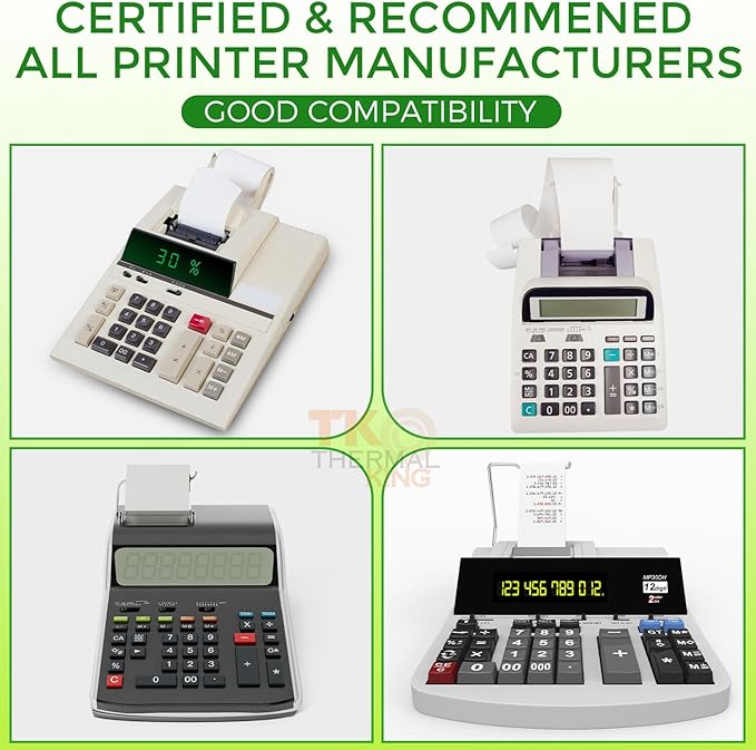 (12 Rolls) 2 1/4" x 150' Thermal Paper, Adding Machine/Calculator POS Receipt paper for Cash Registers