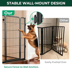 FXW Dog Gate Extra Wide Designed for Indoor Use, Adjustable Width Up to 219-inch Wide (45" H 8 Wire Panels for Large Dogs), Black