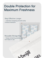 20 Gram (50 Pack) Color-Indicating Silica Gel Packets, Each 5 Pack Individually Sealed, Food Grade Desiccant - Rechargeable Moisture Absorbers for Food Storage, Electronics, 3D Filament & Safes