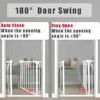 Walk Through Expandable Baby & Dog Gate 38.5-43.3 Inch for Kids & Pets, Tension Mounted Indoor Safety Gate for Large Openings - White Metal, 30 inches Tall