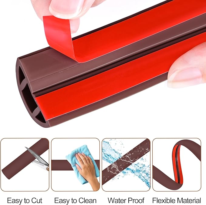 MYFAMIREA 5FT Floor Cord Cover for Wire Self Adhesive Cable Cavity Management PVC Extension Cord Hider Power Floor Wire Protector Cover Prevent Cable Trip for Office Home Outdoor (Brown, 1.97'')