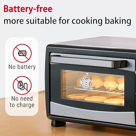 3.5" Oven Thermometer 100-600°F Kitchen Cooking Thermometer Instant Read Stainless Steel Oven Temperature Gauge with Hanger & Base 2Pcs