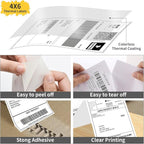 2 Stack Fanfold Direct Thermal Labels 4 x 6 Inches, Shipping Address Label with Perforations for Thermal Printer, Strong Adhesive & Smoothly Printing (2000 Sheets)