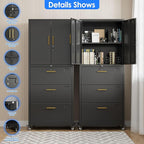 METAN Metal File Cabinet with 3 Drawers and 1 Shelves,Office Filing Cabinet on Wheels with Lock,Office Storage for Letter/Legal Size,Assembly Required,Black