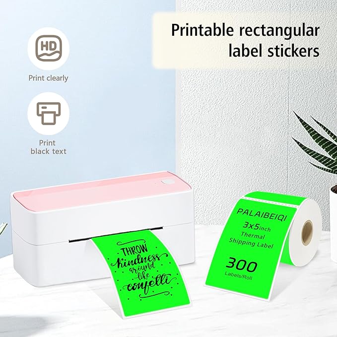 3x5 Inch Thermal Label Stickers,300Pcs Waterproof Rectangle Labels for Storage Bins,Moving Boxes,Address & Inventory Organization,Small Business Labeling,Fluorescent Green