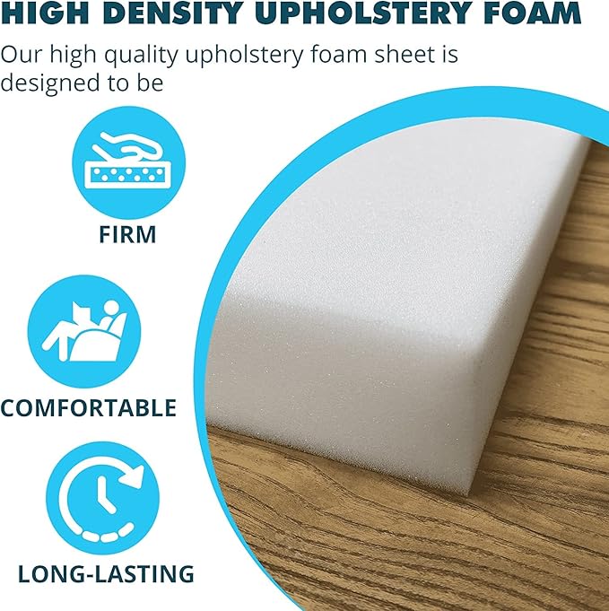 Foamma 12" x 30" x 72" High Density Upholstery Foam Cushion (Seat Replacement, Upholstery Sheet, Foam Padding) Made in USA, 8 Pack