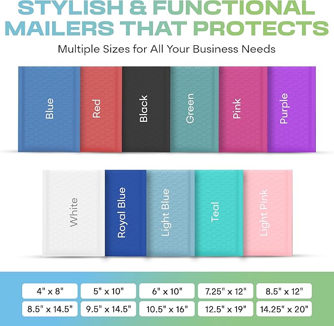White 10.5x16 Inch Large Poly Bubble Mailers #5 | Padded Envelopes with Self Seal | Air Lined Cushioned Bubble Mailer | Usable Size 10.5x15 | 100 Pack Bulk | Lightweight shipping Bags