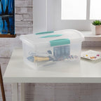 Sterilite 6 Pack Stackable Storage Bin with Latch Lid, Medium Nesting ShowOffs, Clear