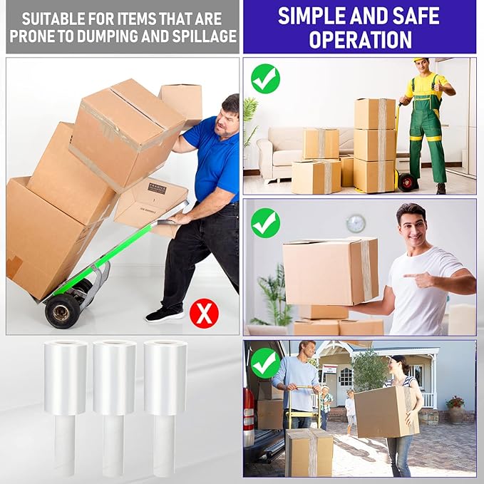Sherr 20 Pack 5 Inch Stretch Shrink Film Roll Clear Plastic Wrap for Moving Packing with Handle 800 Feet 80 Guage Thick Industrial Self-adhering for Packaging Furniture Luggage Supplies