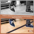 Floor Cord Cover for Wires on Floor Self Adhesive Cord Hider Floor Cable Management Wire Covers for Cords Protector Prevent Cable Trips Cord Cavity W 0.32" x H 0.32", Black Walnut, 20Ft