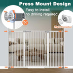 Fairy Baby 40.5" Extra Tall Baby Gate for Stairs, 40.6"-54.7" Extra Wide Dog Pet Gate Indoor Outdoor, Pressure Mounted Walk Thru Swing Metal Safety Child Gate, Cat Puppy Gate for House Doorways, White