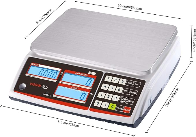 VisionTechShop TVC-30 Counting Scale for Parts and Coins, Lb/Kg Switchable, 30lb Capacity, 0.001lb Readability