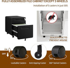 2 Drawer File Cabinet with Lock and 4 Keys, Mobile Metal Filing Cabinet, File Cabinets for Home Office, Under Desk, Pre-Assembly, File Drawer, Letter/Legal/A4 Hanging File Folders