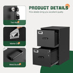 Letaya 2 Drawer File Cabinet with Lock,Metal Office Small Filing Cabinets for Home Office,Storage Letter,Black-Easy Assemble