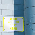 Aluminum Weatherproof Metal Sign Multiple Sizes Custom Personalized Text Here White Yellow Caution Horizontal Street Signs 24x18Inches