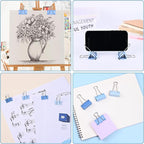 Temiary Aesthetic Binder Clips, 48 Pcs 0.98 Inches Small Metal Binder Clip with Clear Storage Container, Binding Paperwork Clamps for School Teachers Office Supplies (Blue)