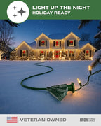 Iron Forge Cable 50ft Green Outdoor Extension Cord with 3 Outlets - 16/3 SJTW 50ft Extension Cord 3 Prong, 13 Amp All-Weather Heavy Duty Power Cable
