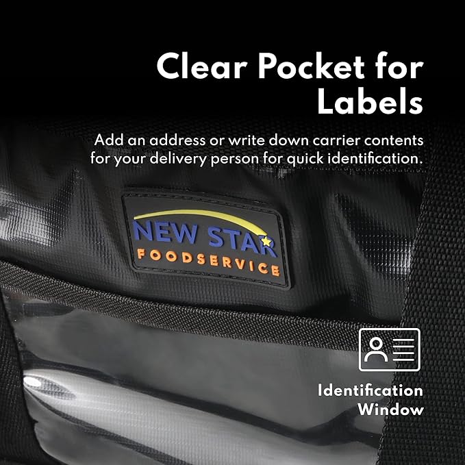 New Star Foodservice 1028690 Commercial Quality Insulated Food Delivery Bag Full-Size, (21.5" W x 11" H x 12.5" D), Black