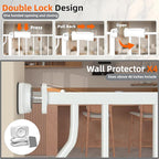 TSAYAWA Extra Wide Walk Through Baby Gate with Door, 62-67 Inch Wide Presure Mounted No Drill Metal Auto Close Child Gate for Stair Doorway - Indoor Outdoor Safty Gate for Toddler Dog Doggie, White