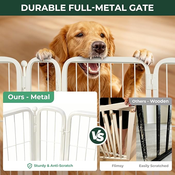 FXW Dog Gate Extra Wide Designed for Indoor Use, Adjustable Width Up to 55-inch Wide (40" H 2 Wire Panels for Medium and Large Dogs), White