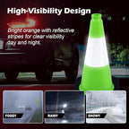 8 Pack 18 Inch Green PVC Traffic Cones Black Base Stable Durable, Parking Lot Driveway School Training Safety Cones Multi-Purpose (8, Green, 18 Inch)
