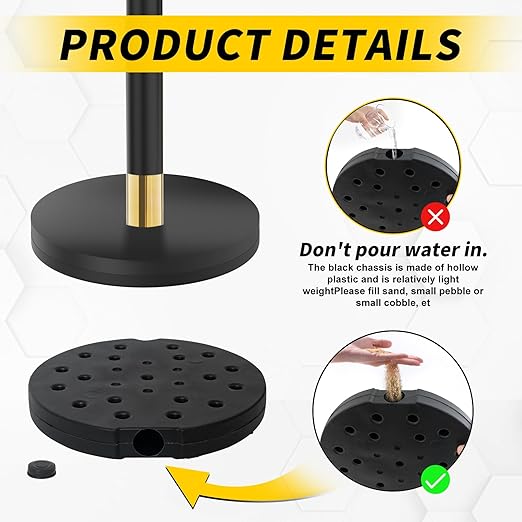 Red Carpet Ropes and Poles, Rope Safety Barriers with 5 ft Black Rope, Stainless Steel Barriers for Party, Museums, Wedding, Easy Connect Assembly, 4PCS