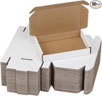 50 Pack 6x4x1 Inches Small Shipping Boxes, White Corrugated Cardboard Boxes, Moving Mailing Packing Box