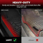 LASFIT Floor Mats for Nissan Frontier 2009-2021 King Cab (Not Fit Crew Cab), All Weather TPE Custom Fit Easy Clean Durable No-Curling Floor Liners for Frontier 1st & 2nd Row Car Mats, Black