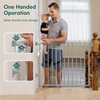 Babelio Baby Gate for Stairs, Kitchen & Doorways, 26-43" W 28" H No Bottom Bar| Easy Installation| One-Handed Operation| Auto-Close| Hardware Mount (Drill Needed) Safety Dog/Pet Gate Indoor (Grey)