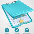 10 Pieces Clipboard with Storage Plastic Storage Clipboard Nursing Clip Board Foldable Clip Board with Low Profile Clip for Home Office School, Size 9.5 x 13.5 Inch(Bright Color)