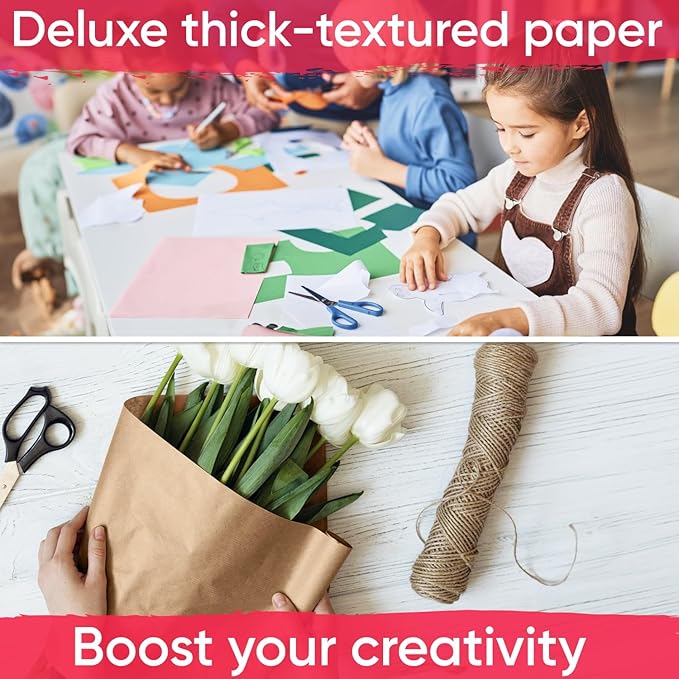 USA Made 36" x 1200" Brown Kraft Paper Roll, 45 lbs Thickness, American Quality Colored Paper Roll for Kids Crafts, Bulletin Board, School - Non-Toxic, Odorless, Safe for Kids