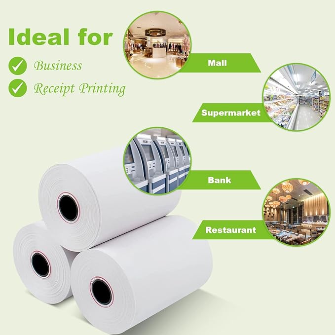 MFLABEL 2 1/4" x 50' Thermal Receipt Papers, 10 Rolls per Carton, 48g Weight, Biodegradable, Coated, POS Cash Register Paper