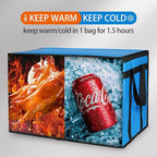 Bodaon 2-Pack Insulated Food Delivery Bag for Hot and Cold Meal, XXX-Large Cooler/Thermal Bags for Commercial Delivery, Grocery Tote Insulation Bag for Catering, Pizza Warmer, Blue