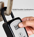 Iron Lock® Key Lock Box Portable with U-Shackle – Small Waterproof Heavy-Duty Metal Safe with 4-Digit Combination for Spare Keys Outside on Door Knob, Fence, or Gate (Grey, Small)