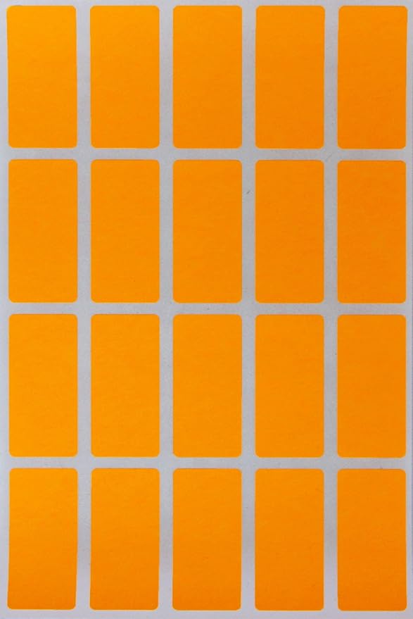 Royal Green Neon Orange Rectangle Stickers 1.57 inch x 0.75 inch - Color Coding Labels Rectangular (40mm x 19mm) - 300 Pack