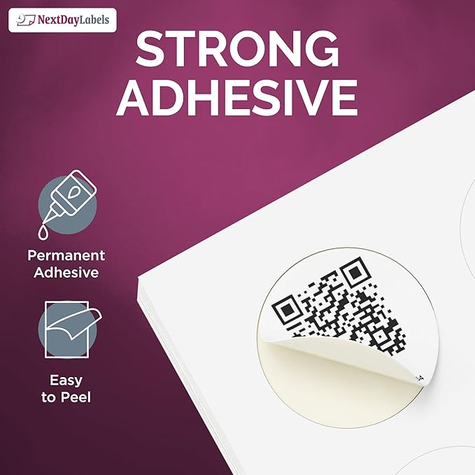 NextDayLabels - 2 Inch Round Labels For Bleeds - Sticker Labels for Printer - Matte White Blank Laser/Inkjet Printer Labels - Circle Stickers Printable Labels (1000 Sheets, 12 Per Sheet, 12000 Labels)
