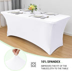 Obstal 6 Pack Stretch Spandex Table Covers for 6 Foot Tables - 6 FT Universal Rectangular Fitted Tablecloth Protector for Wedding, Banquet, Party (White, 72 Length x 30 Width x 30 Height Inches)
